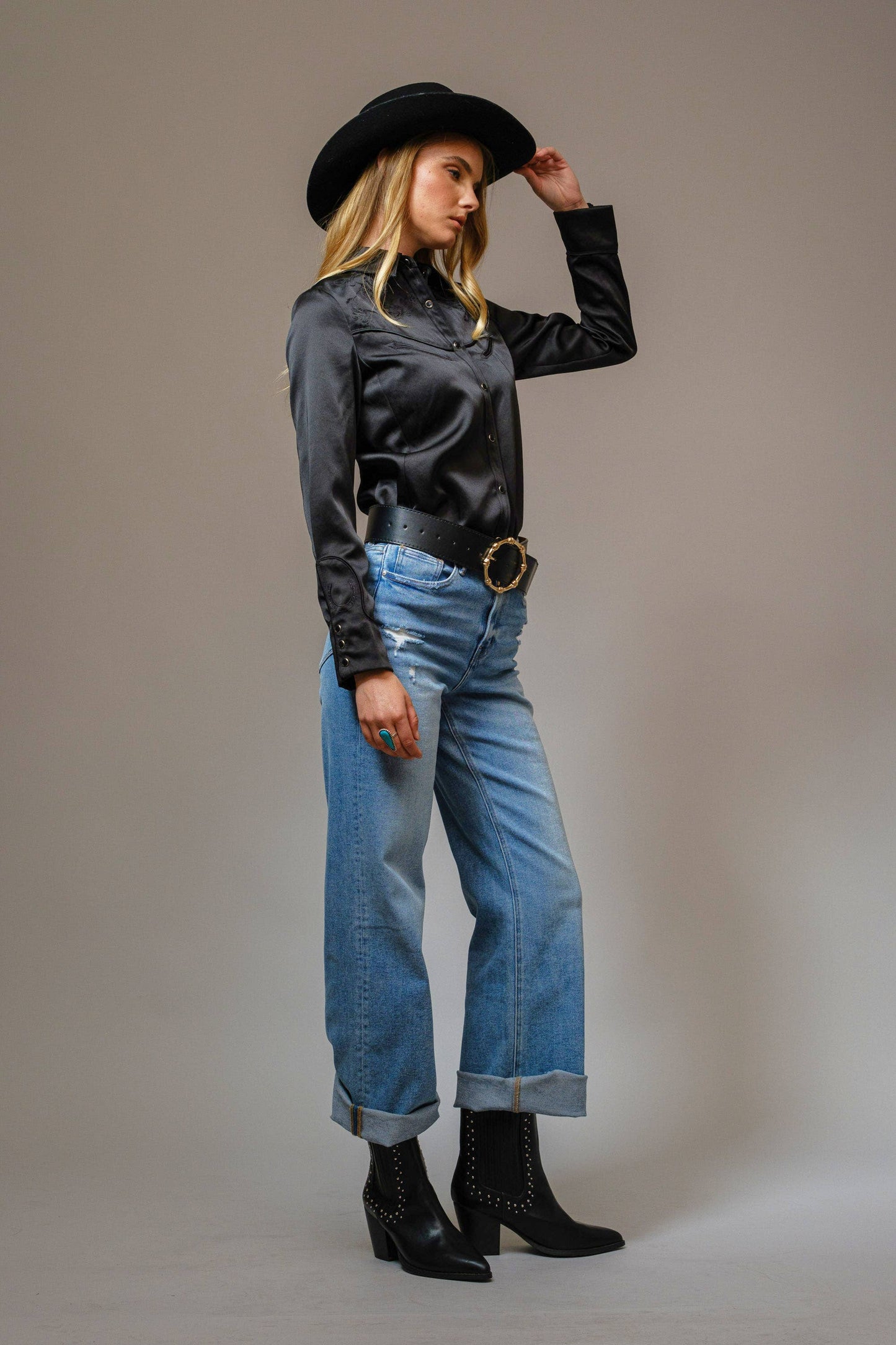 Midnight Pearl Snap Shirt