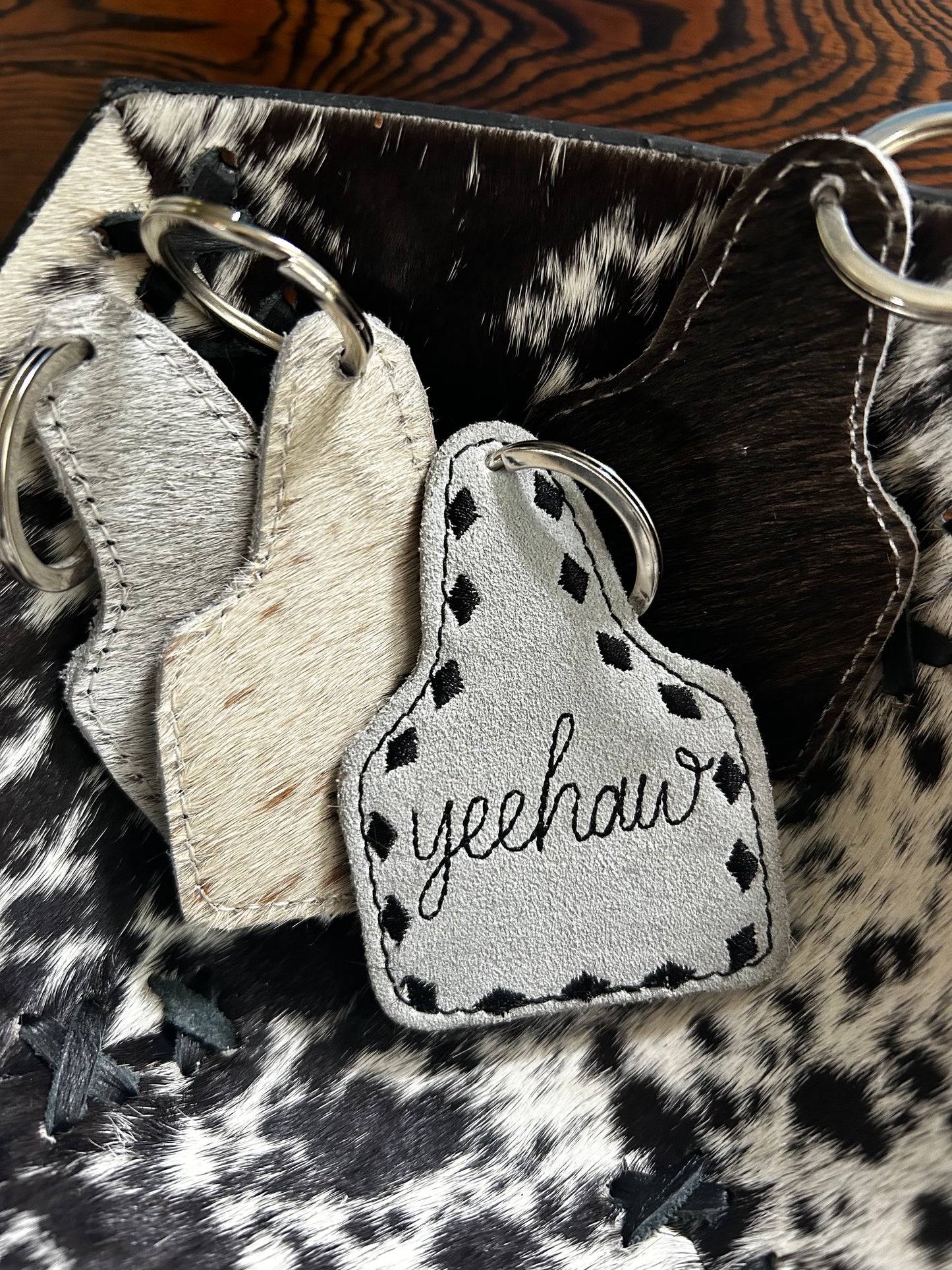 Yeehaw Cowhide Keychain