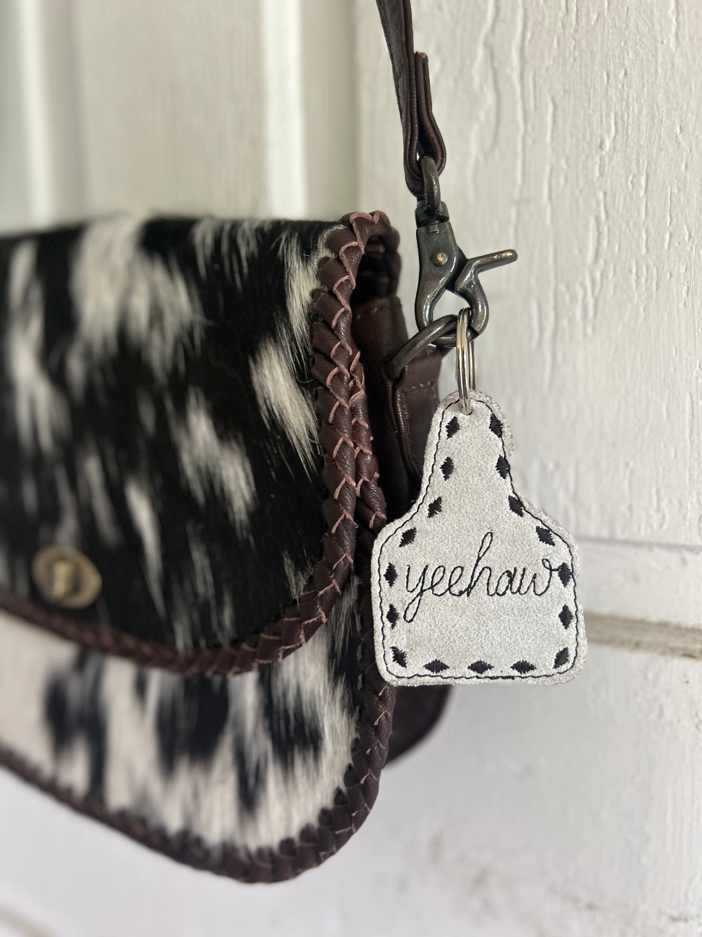 Yeehaw Cowhide Keychain