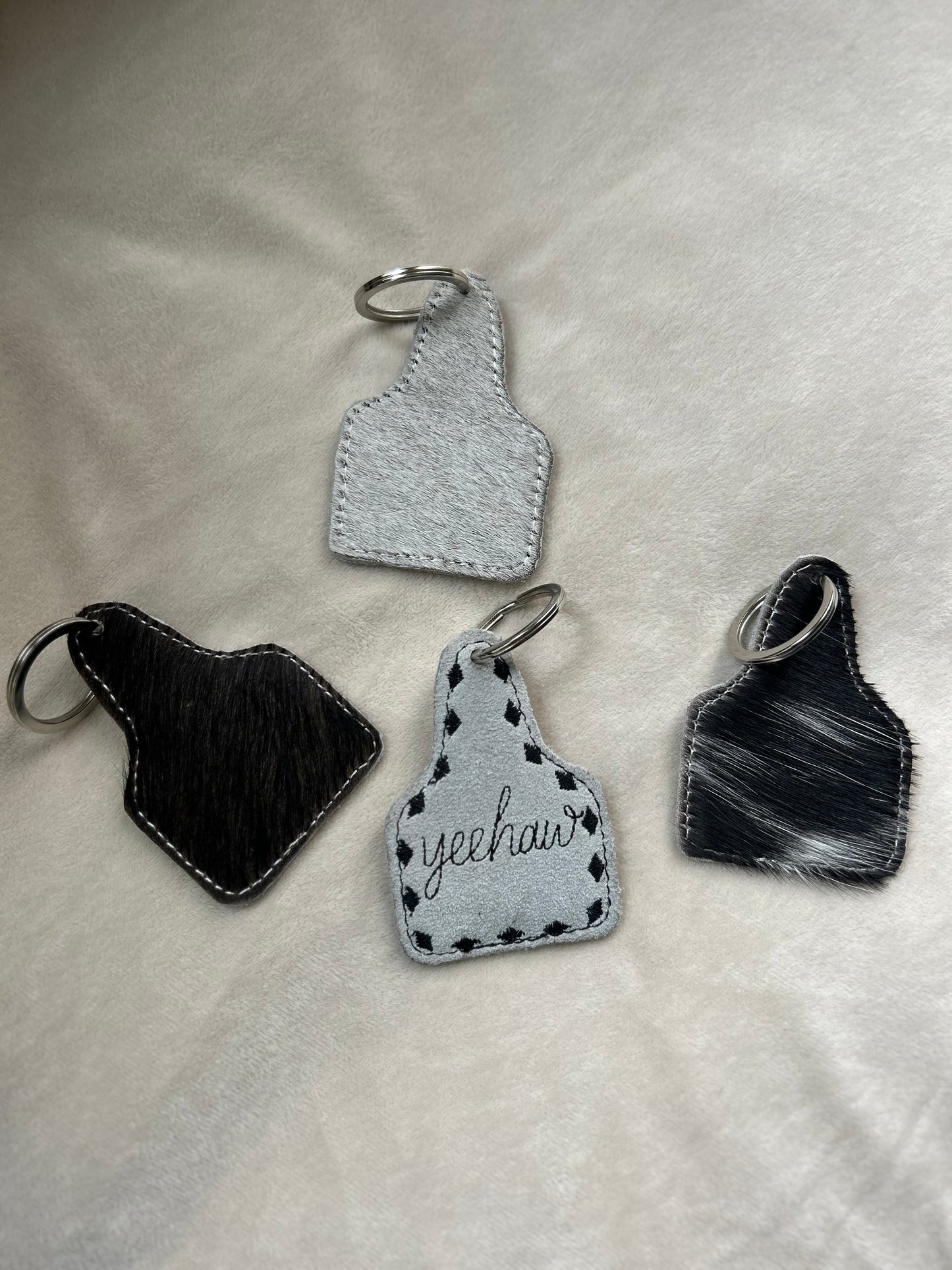 Yeehaw Cowhide Keychain