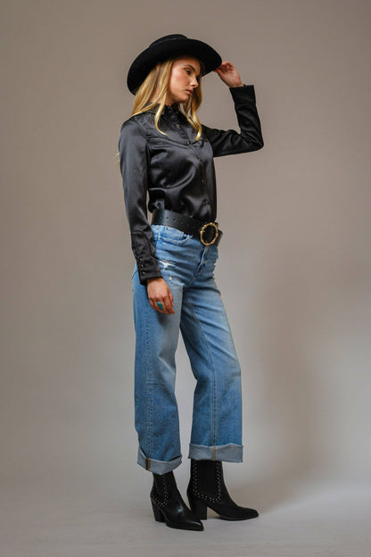 Midnight Pearl Snap Shirt