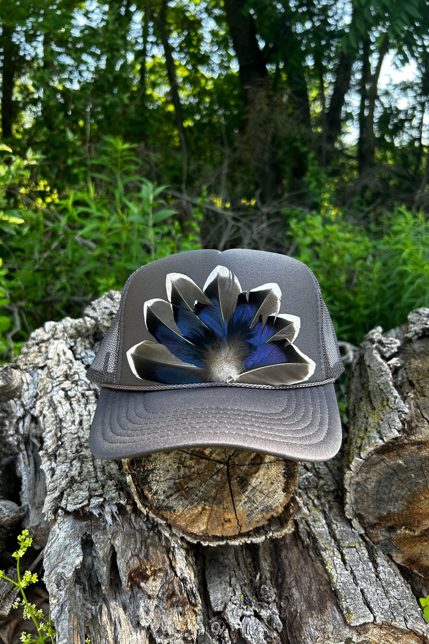 Mallard Crest Gray Feather Trucker Hat