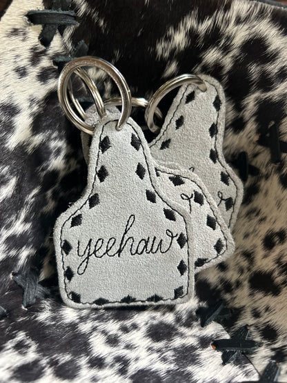 Yeehaw Cowhide Keychain