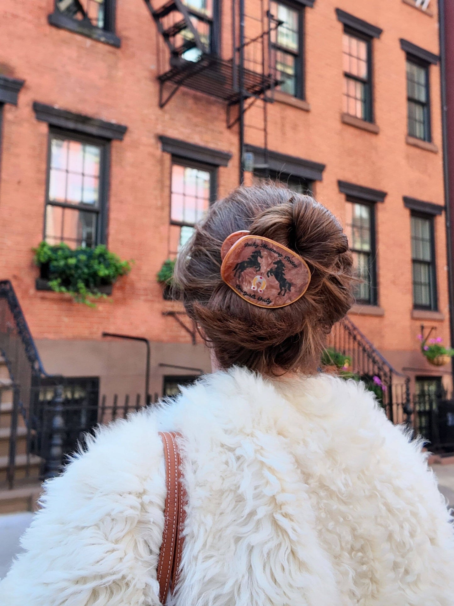 Hand-Painted Lucky Mustang Rodeo Lay Down Claw Clip