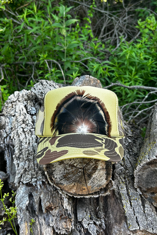Heritage Hunt Green Camo Feather Trucker Hat