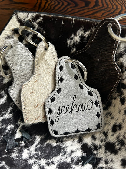 Yeehaw Cowhide Keychain