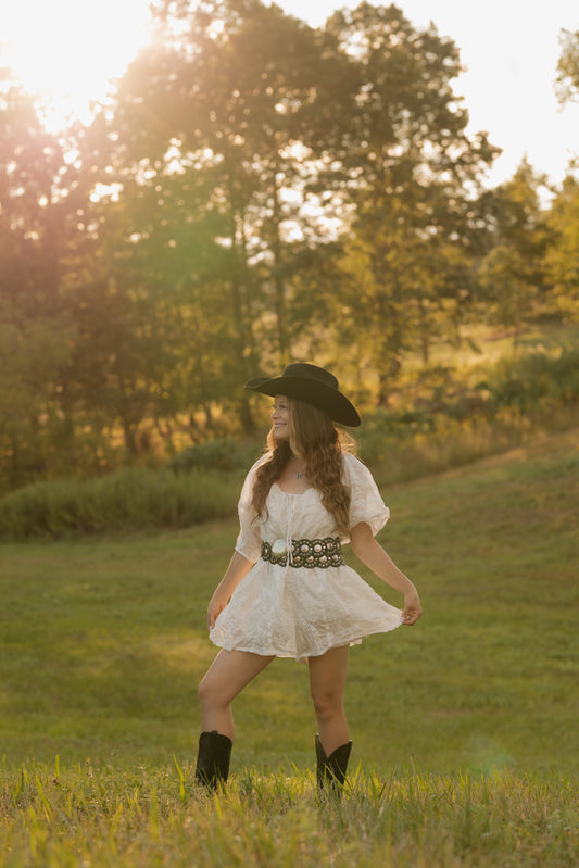 Black Starflower Concho Belt