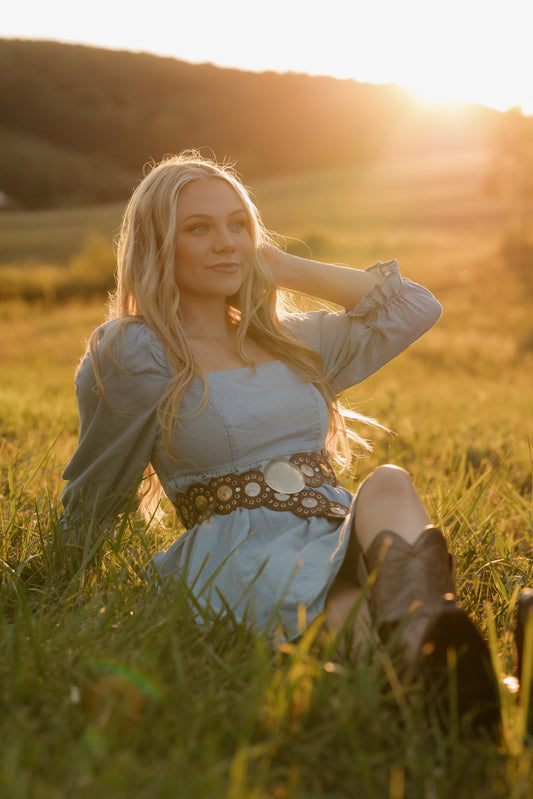 Brown Starflower Concho Belt