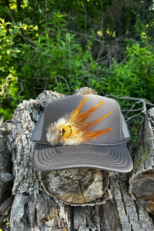 Silver Lining Gray Feather Trucker Hat