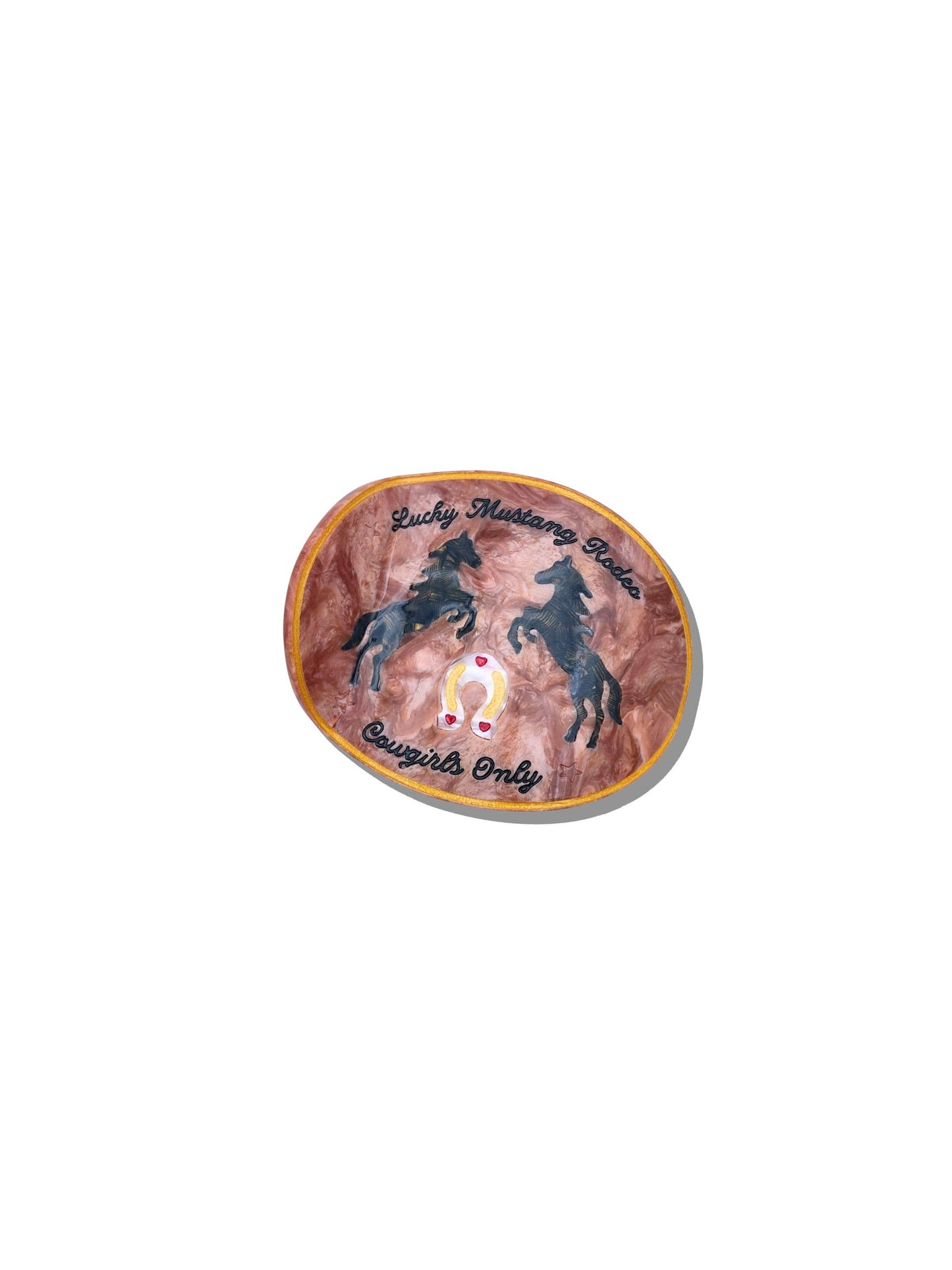 Hand-Painted Lucky Mustang Rodeo Lay Down Claw Clip