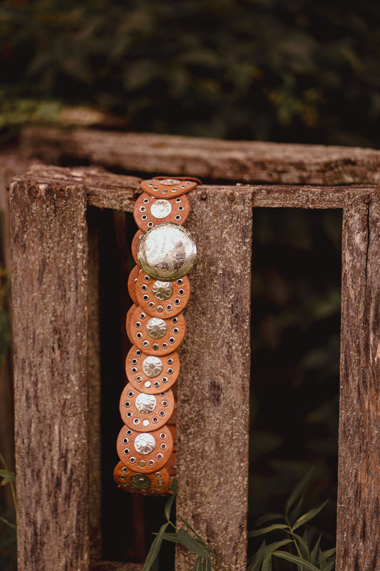 Tan Starflower Concho Belt
