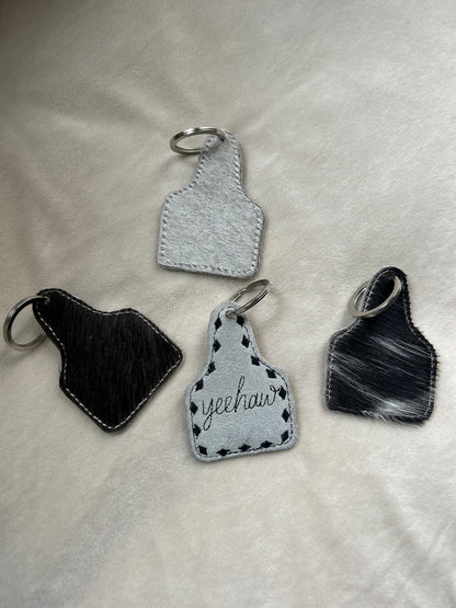 Yeehaw Cowhide Keychain