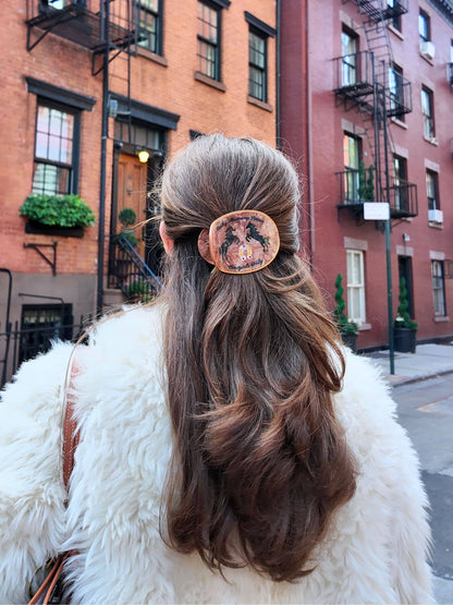 Hand-Painted Lucky Mustang Rodeo Lay Down Claw Clip