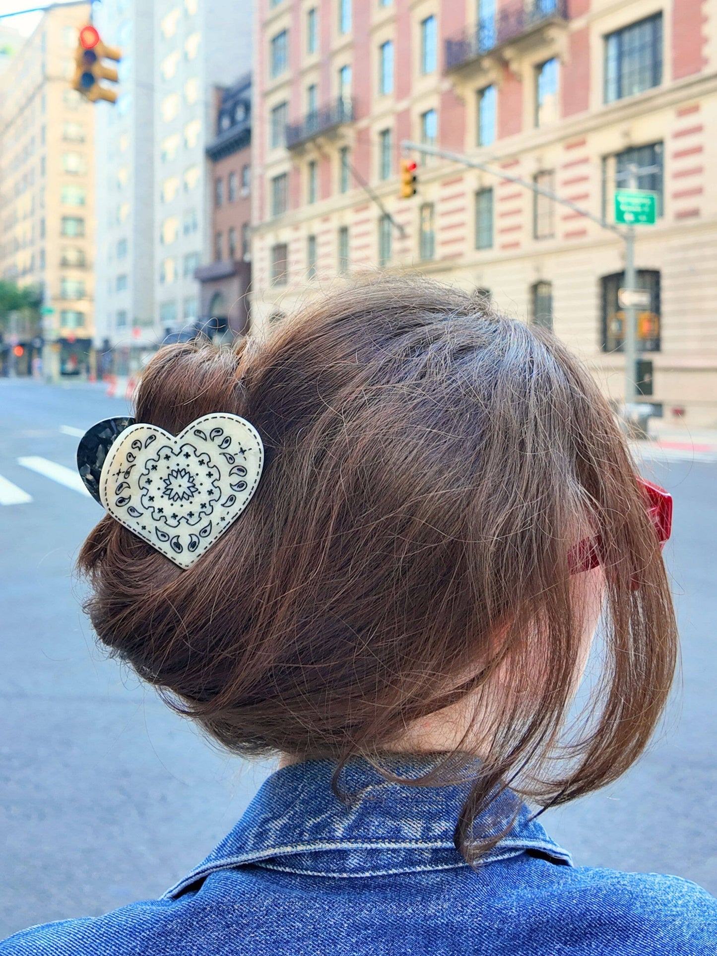 Hand-painted Paisley Heart Hair Claw Clip | Eco-Friendly