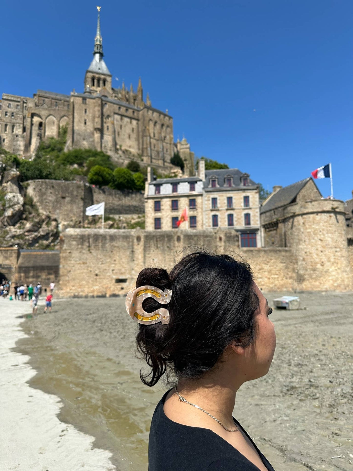 Hand-painted Lucky Horseshoe Hair Clip