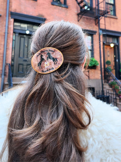 Hand-Painted Lucky Mustang Rodeo Lay Down Claw Clip